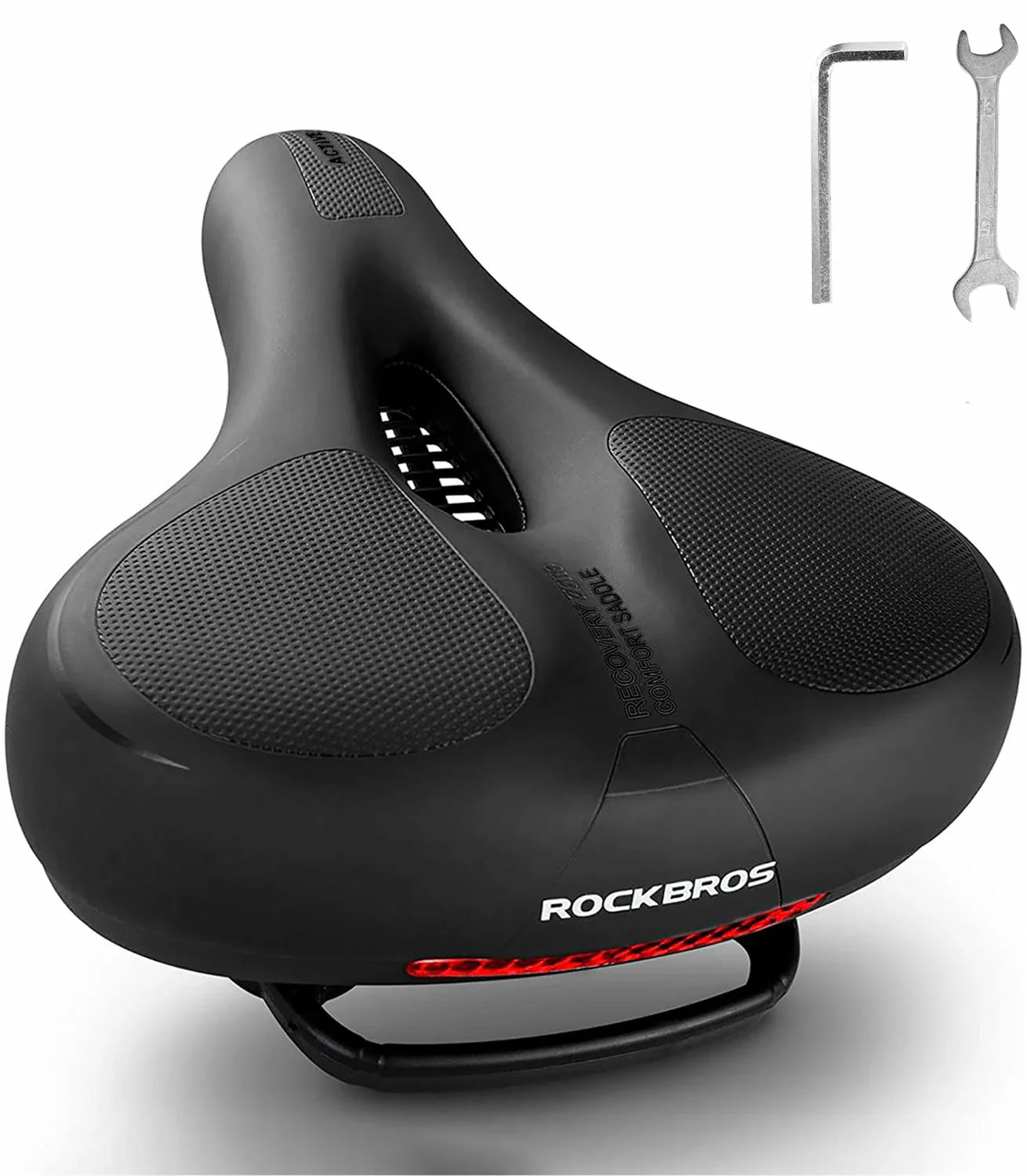 ROCKBROS Comfort Bike Saddle Soft Wide Seat for Men Women with Shock Absorption, Black ROCKBROS Comfort Bike Saddle Soft Wide Seat for Men Women with Shock Absorption, Black