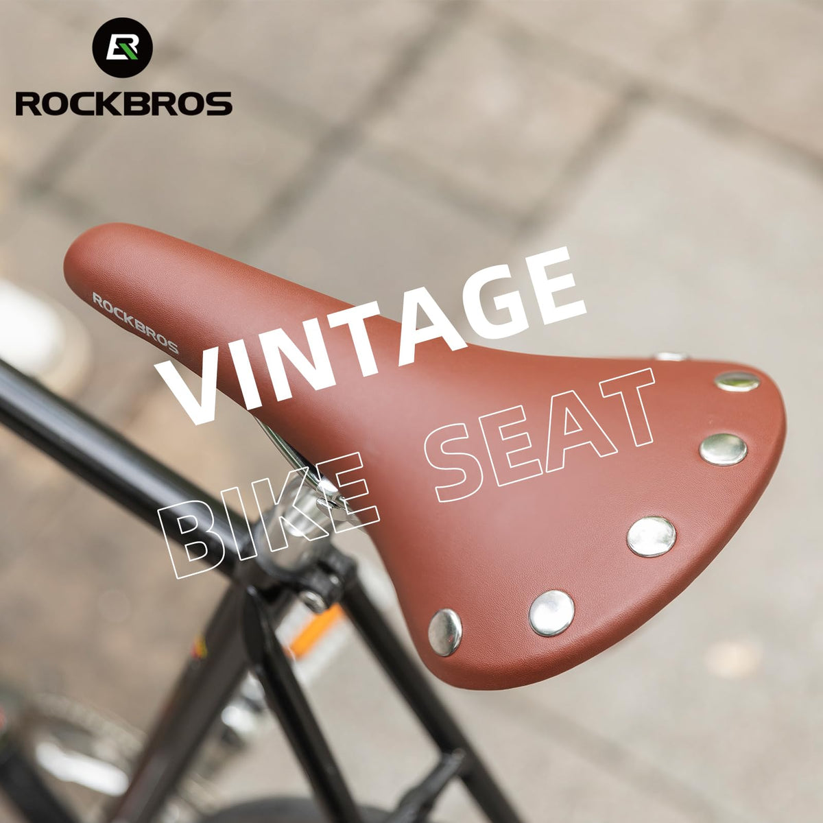 ROCKBROS Vintage Bike Seat, Waterproof Saddle, Comfortable for Men Women