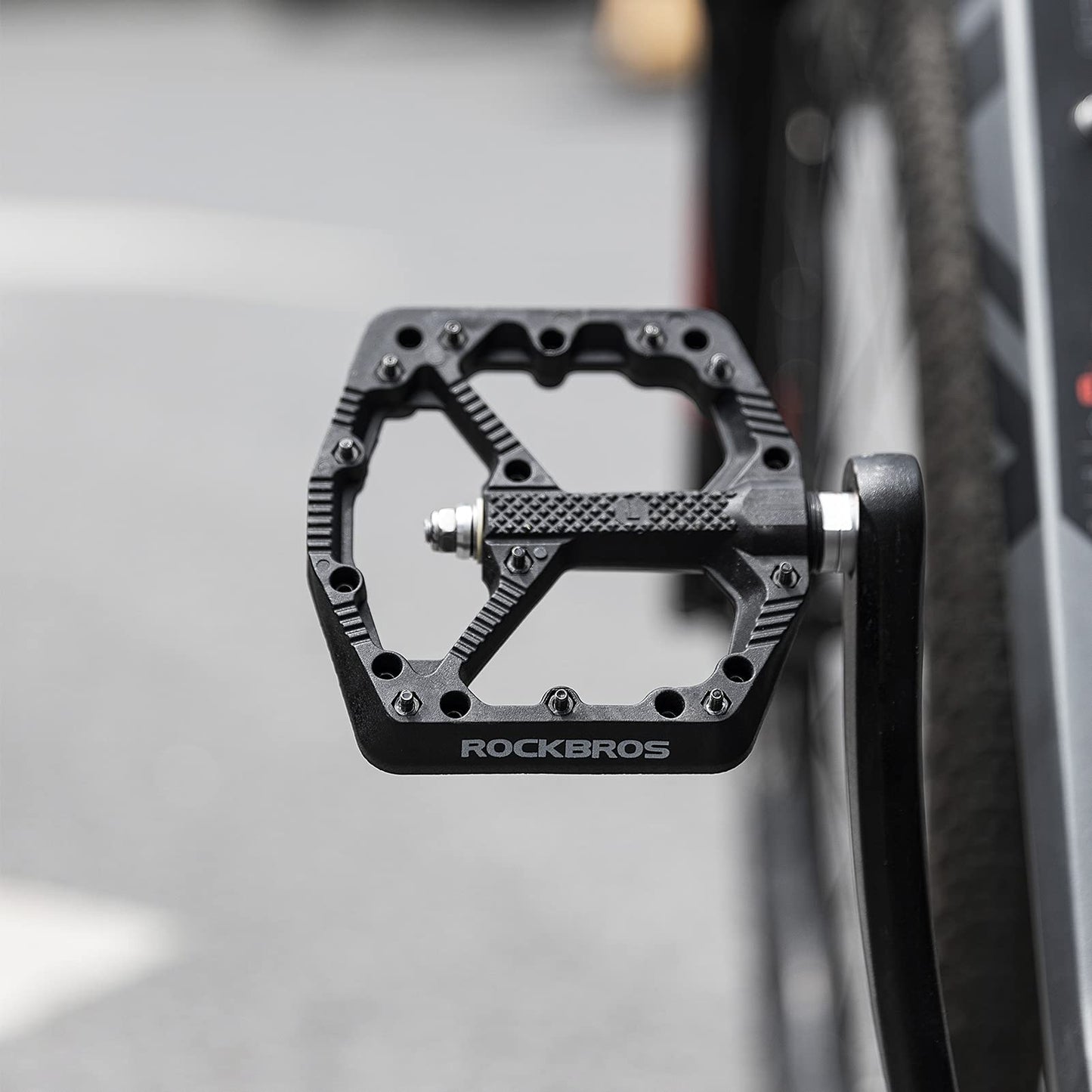 ROCKBROS Mountain Bike Pedals Flat MTB Pedals Nylon Fiber Bicycle Platform Pedals