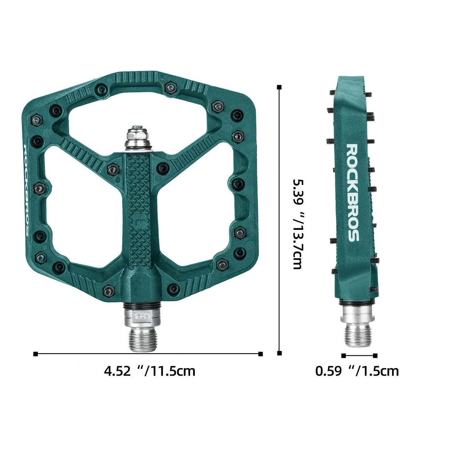 ROCKBROS Mountain Bike Pedals Flat MTB Pedals Nylon Fiber Bicycle Platform Pedals
