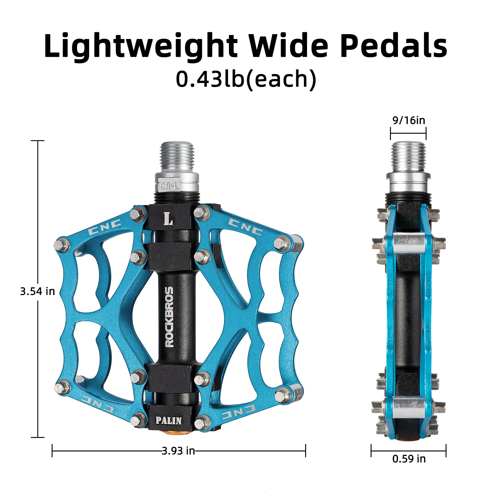 lightweight bike pedals ROCKBROS Lightweight Aluminum Alloy Bike Pedals with Wide Platform Gri