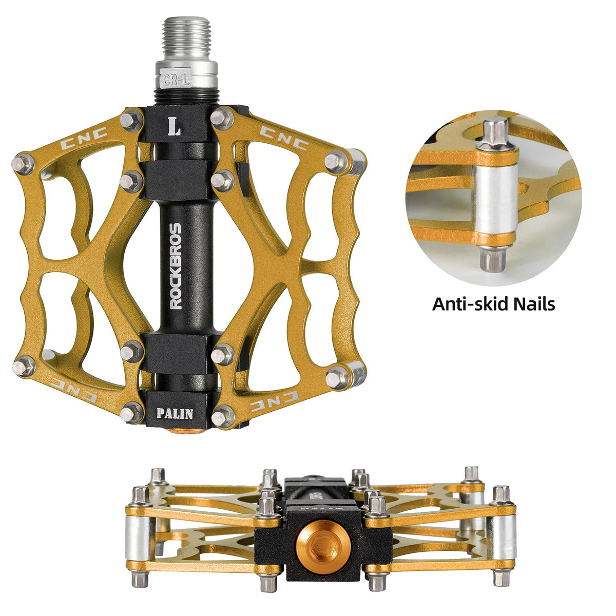 ROCKBROS Lightweight Aluminum Alloy Bike Pedals with Wide Platform Grip