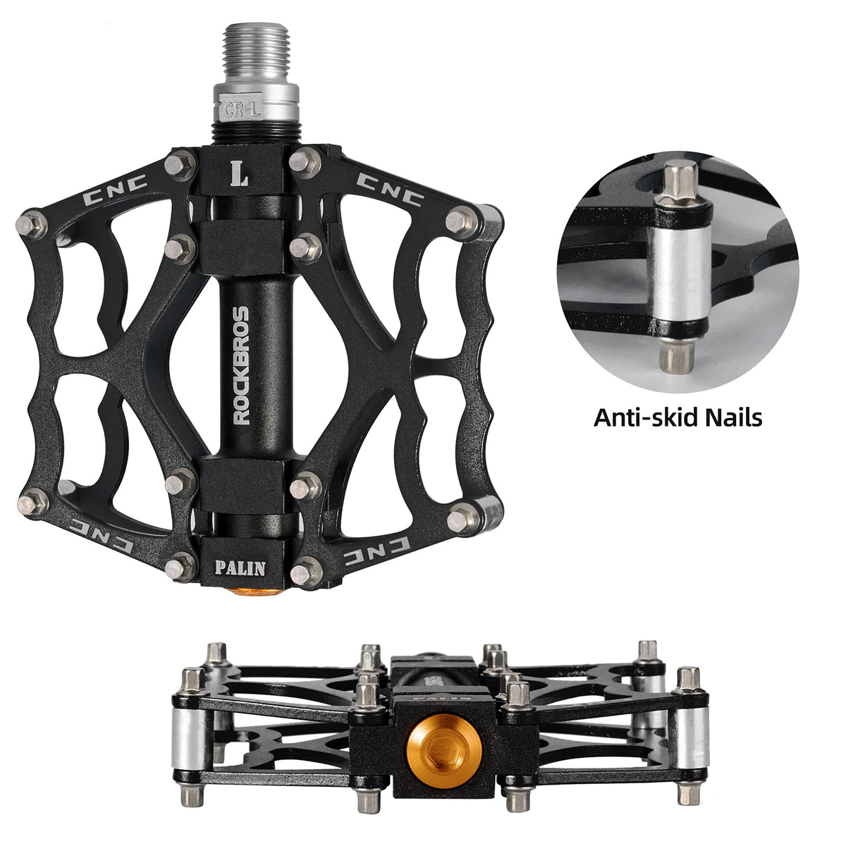 ROCKBROS Lightweight Aluminum Alloy Bike Pedals with Wide Platform Grip