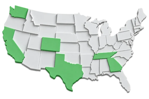 US map highlighting states where the LimeGlider operates